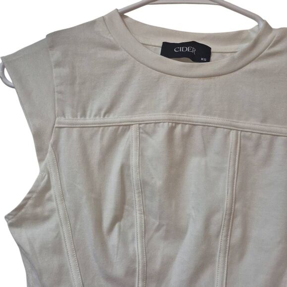 Cider Women's White Cotton / Spandex Corset Tank Top EUC - Picture 3 of 10